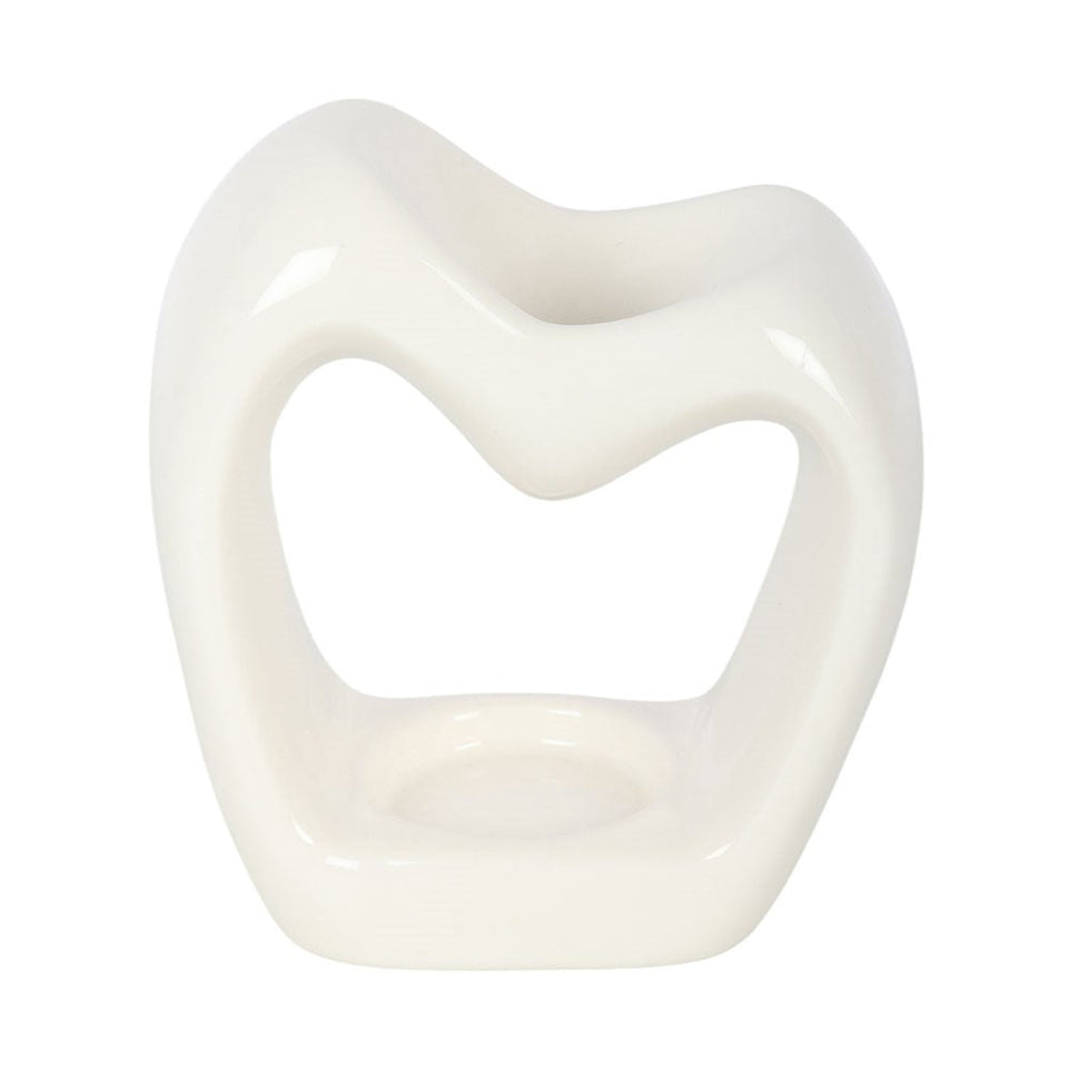 Quemador de Esencias Corazón Escultural Blanco Esotergia