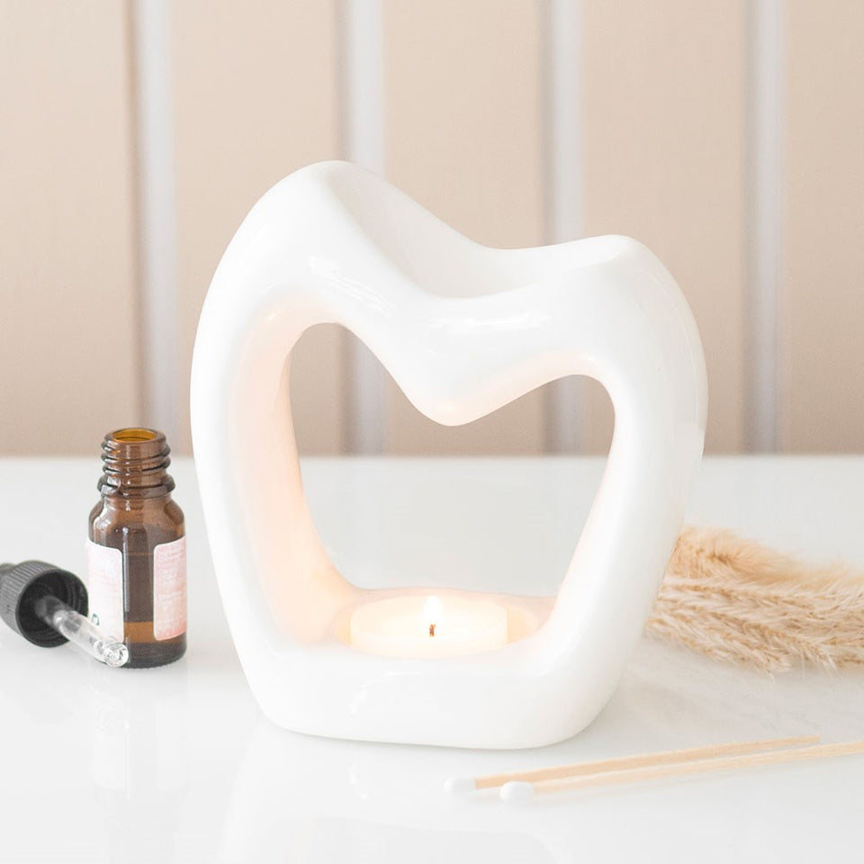 Quemador de Esencias Corazón Escultural Blanco Esotergia