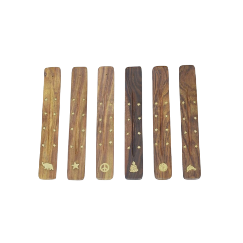 Porta Incienso Madera: Decoración Zen y Bienestar Artesanal (modelo aleatorio 26 cm) Esotergia