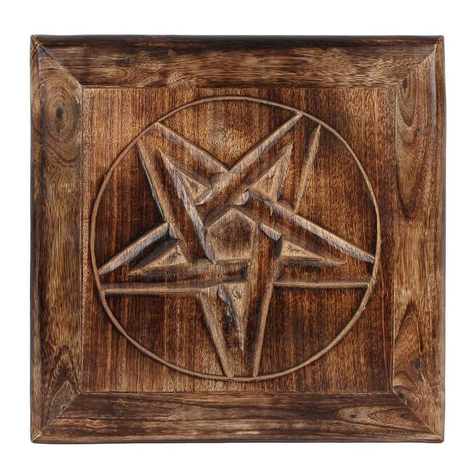 Mesa Altar Pentagrama (Madera Mango) - Protección y Poder para tus Rituales Mágicos