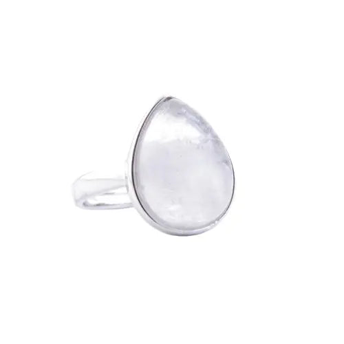 Anillo Ajustable de Cuarzo Blanco Lágrima | Pureza y Energía - Esotergia Tienda
