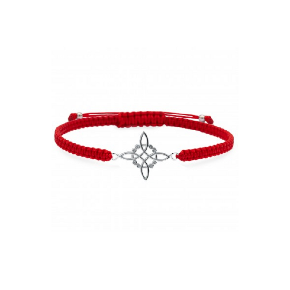 Macrame Bracelet with Witch's Knot in 925 Sterling Silver 