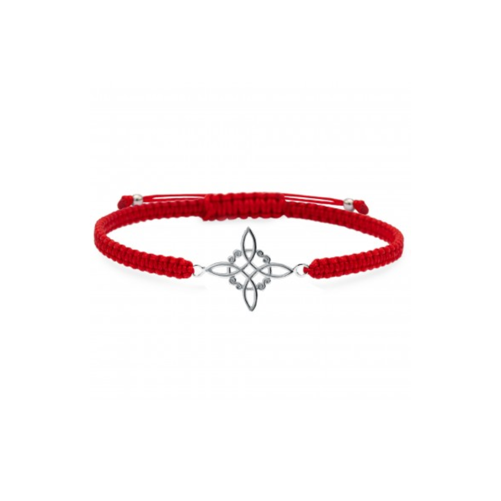 Macrame Bracelet with Witch's Knot in 925 Sterling Silver 