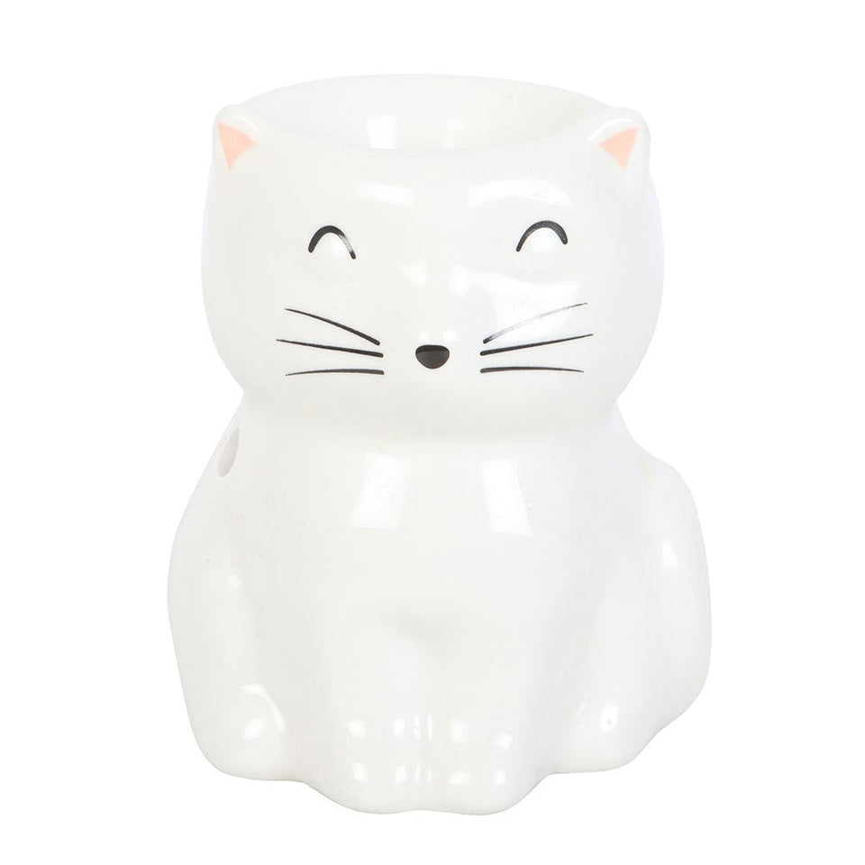 Quemador Gato Blanco Feliz: Aromaterapia, Confort Felino y Charm Esotergia
