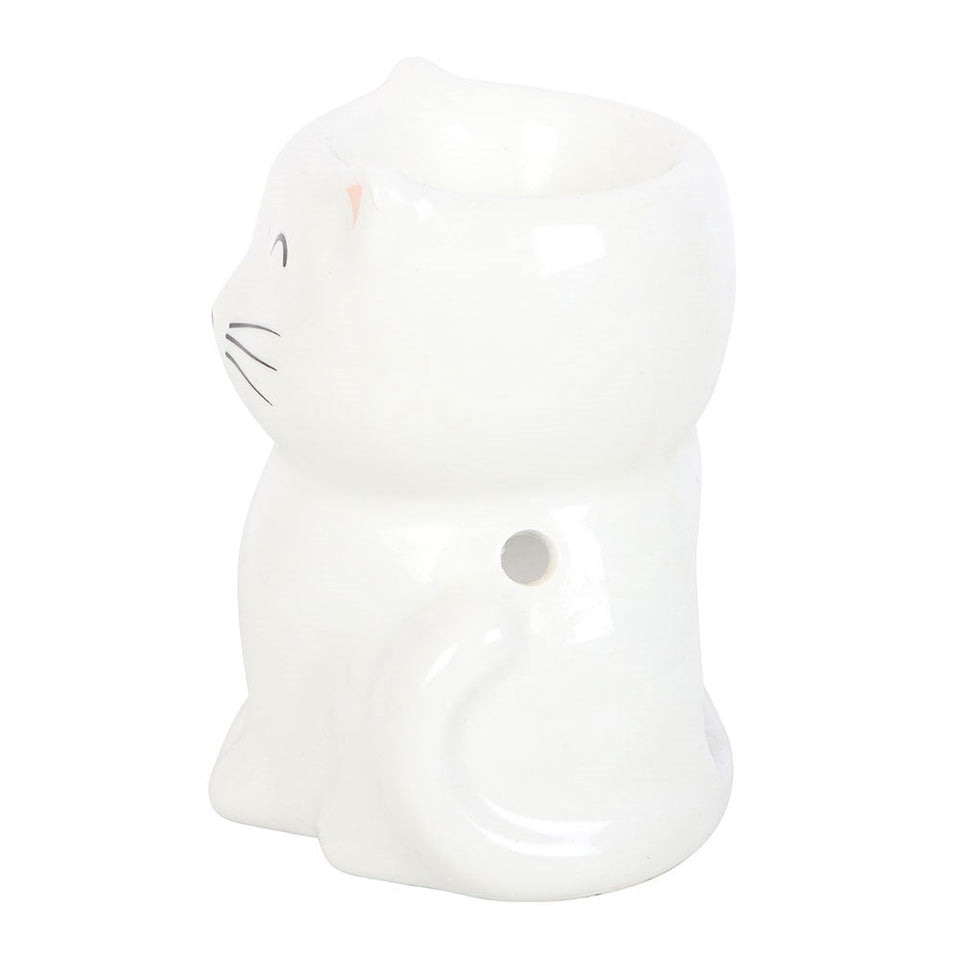 Quemador Gato Blanco Feliz: Aromaterapia, Confort Felino y Charm Esotergia