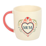 Taza Mum (Madre) de Cerámica con Corazón Folk 350 ml Esotergia