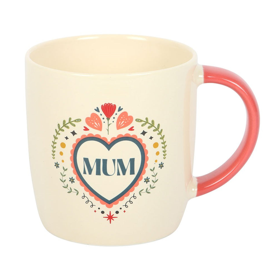 Taza Mum (Madre) de Cerámica con Corazón Folk 350 ml Esotergia