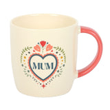 Taza Mum (Madre) de Cerámica con Corazón Folk 350 ml Esotergia