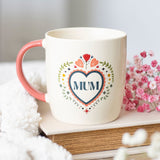 Taza Mum (Madre) de Cerámica con Corazón Folk 350 ml Esotergia