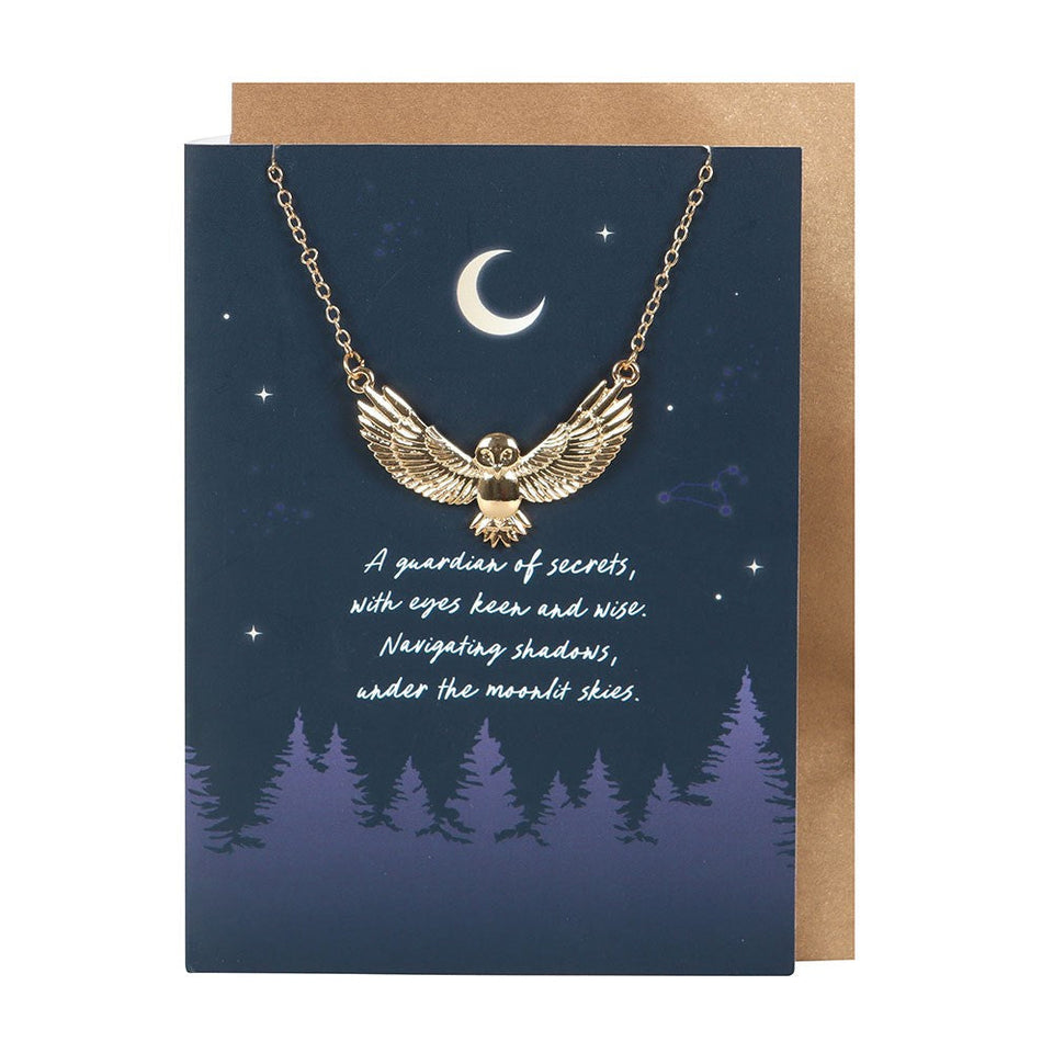 Collar Búho Nocturno con Tarjeta de Felicitación | Suerte y Sabiduría Esotergia