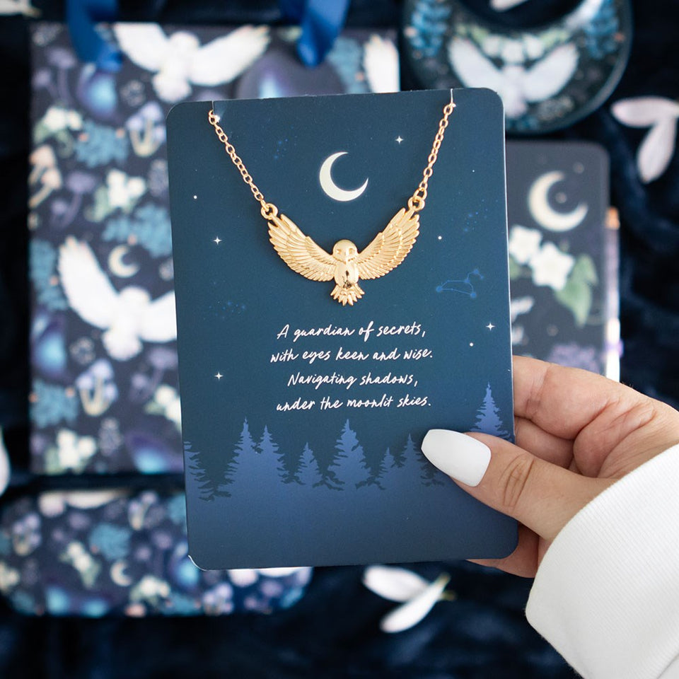 Collar Búho Nocturno con Tarjeta de Felicitación | Suerte y Sabiduría Esotergia