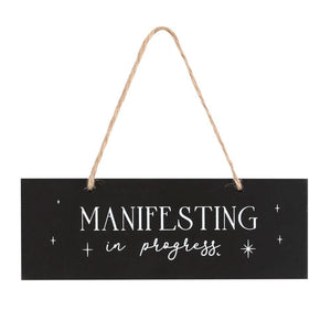 Colgador Puerta "Manifestando en Progreso" | Cartel No Molestar | Ritual, Meditación, Espacio Sagrado