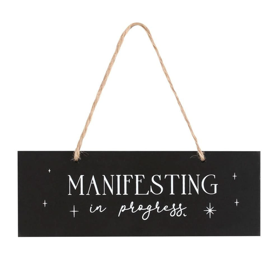 Colgador Puerta "Manifestando en Progreso" | Cartel No Molestar | Ritual, Meditación, Espacio Sagrado