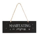 Colgador Puerta "Manifestando en Progreso" | Cartel No Molestar | Ritual, Meditación, Espacio Sagrado