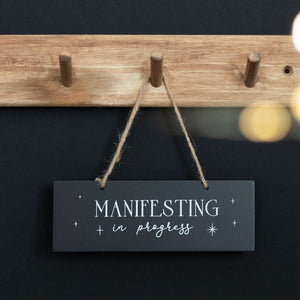 Colgador Puerta "Manifestando en Progreso" | Cartel No Molestar | Ritual, Meditación, Espacio Sagrado