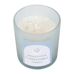 Vela Energía Positiva con Salvia Blanca y Cristales de Cuarzo – 25h de Aromaterapia Espiritual Esotergia
