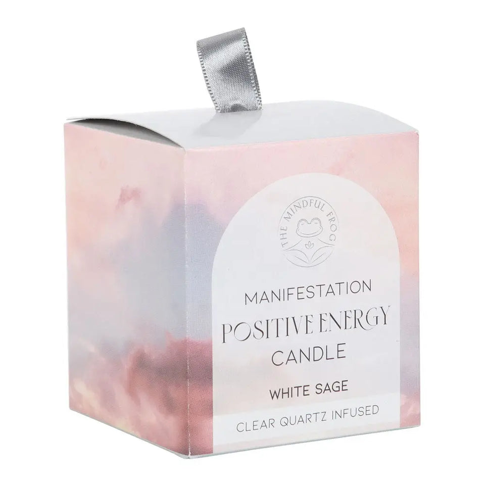 Vela Energía Positiva con Salvia Blanca y Cristales de Cuarzo – 25h de Aromaterapia Espiritual Esotergia