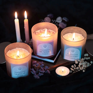 Vela Energía Positiva con Salvia Blanca y Cristales de Cuarzo – 25h de Aromaterapia Espiritual Esotergia