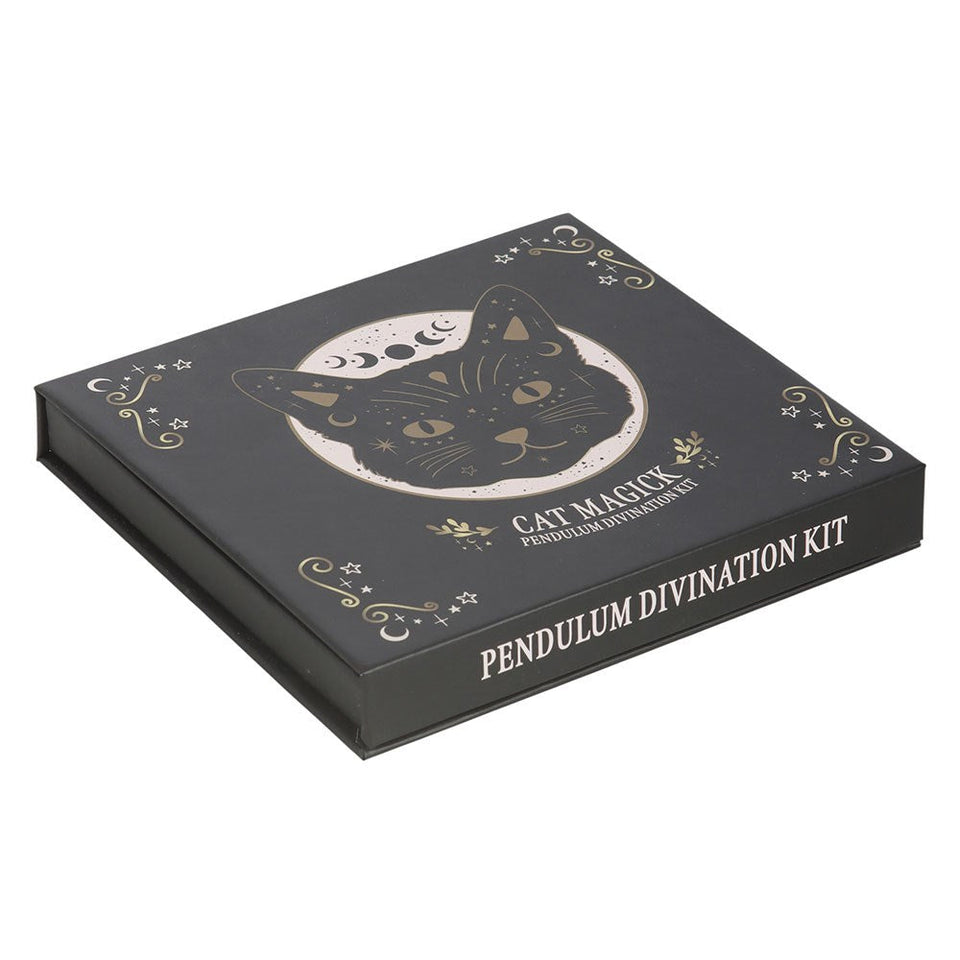 Kit de Adivinación con Péndulo Magia de Gato Negro | Obsidiana y Tablero Esotergia