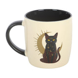 Taza de Cerámica Gato Negro Mágico y Luna Creciente (370 ml) Esotergia