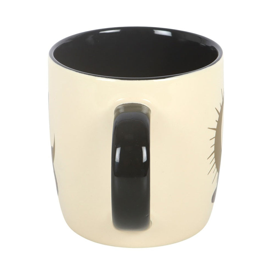 Taza de Cerámica Gato Negro Mágico y Luna Creciente (370 ml) Esotergia