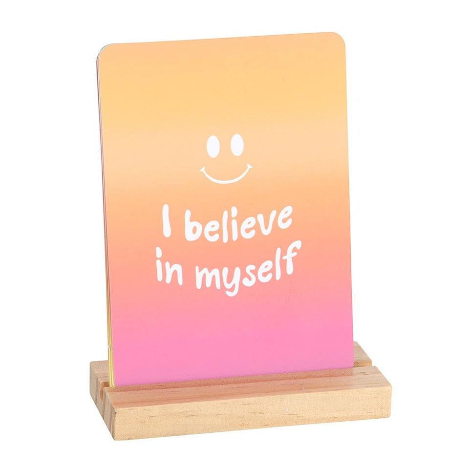 Cartas de Afirmación Positiva Mindful Moments con Soporte de Madera