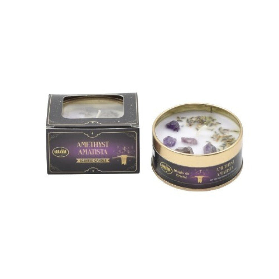 Vela Aromática Magia de Cristal de Amatista AUM | Transmutación, Intuición y Paz Mental Esotergia Tienda