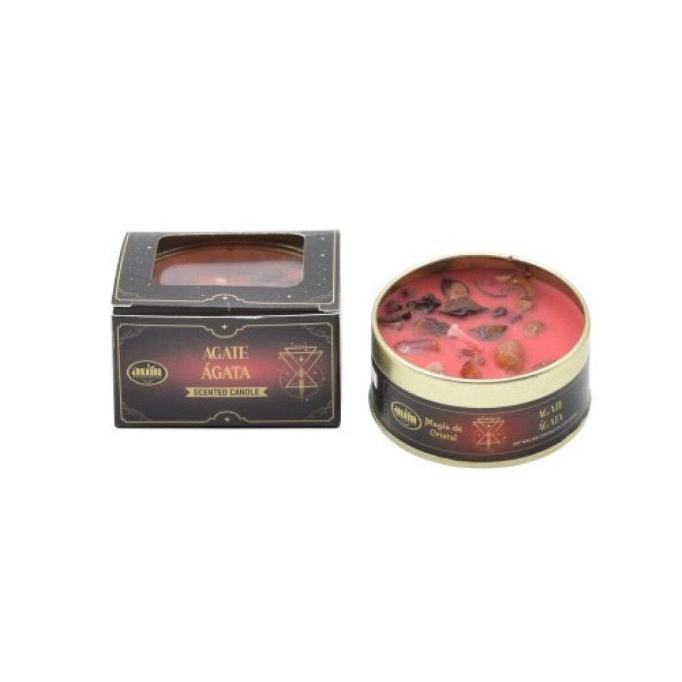 Vela Aromática Magia de Cristal 'Ágata' AUM | Equilibrio Emocional, Protección y Fuerza Interior Esotergia Tienda