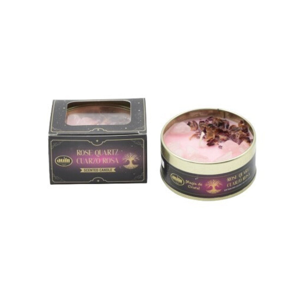 Vela Aromática Magia de Cristal de Cuarzo Rosa AUM | Atrae Amor, Sanación Emocional y Armonía Esotergia Tienda
