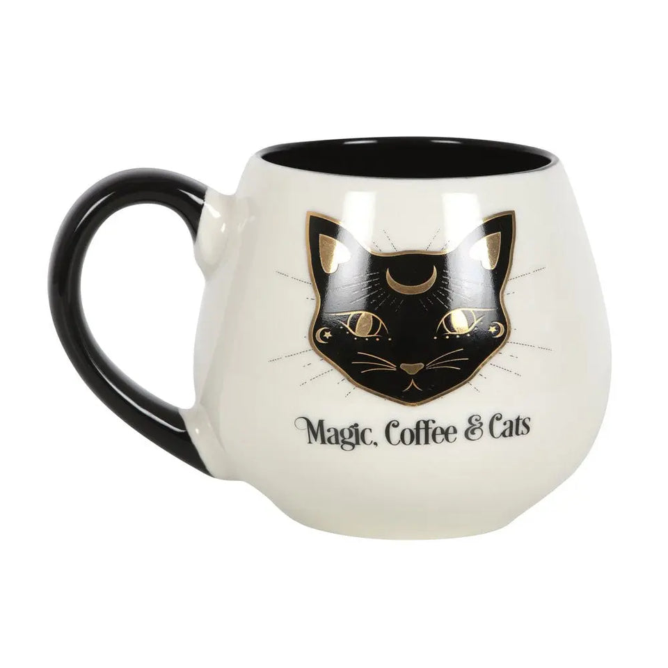 Taza Mágica “Magic, Coffee & Cats” – Diseño de Gato Negro (500ml) Esotergia