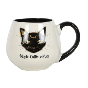 Taza Mágica “Magic, Coffee & Cats” – Diseño de Gato Negro (500ml) Esotergia