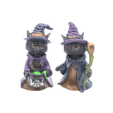 Set de 2 Figuras Gatos Brujos en Resina (13.8 cm) | Altar y Magia Wicca Esotergia Tienda