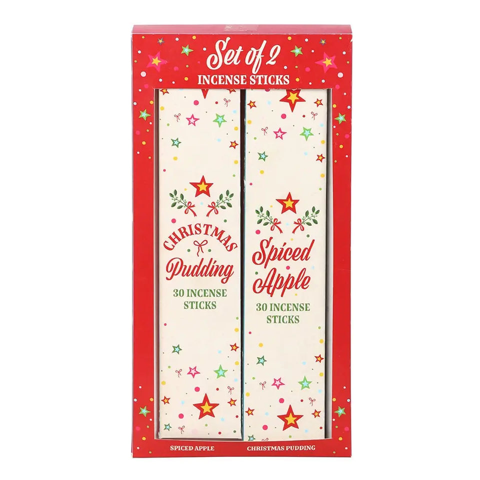 Pack de 2 Inciensos Navideños – Manzana Especiada y Pudding de Navidad | 60 Varitas Aromáticas Esotergia