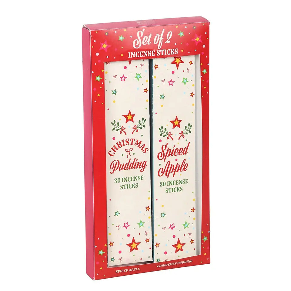 Pack de 2 Inciensos Navideños – Manzana Especiada y Pudding de Navidad | 60 Varitas Aromáticas Esotergia