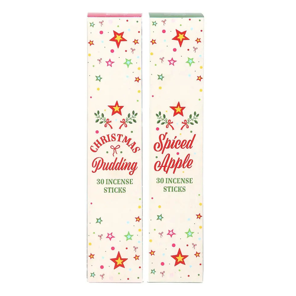 Pack de 2 Inciensos Navideños – Manzana Especiada y Pudding de Navidad | 60 Varitas Aromáticas Esotergia