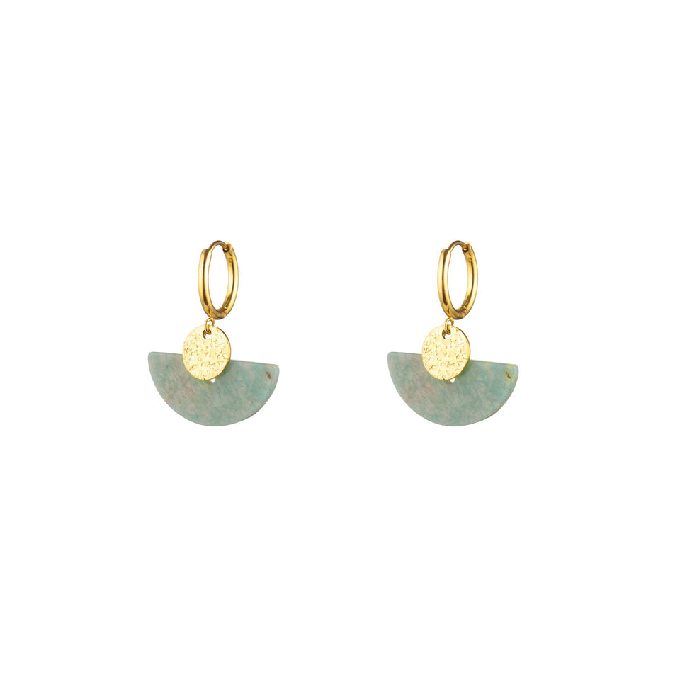 Pendientes "Río de Calma" Semi Aro Color Oro | Amazonita, Fluidez y Serenidad Esotergia