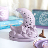 Quemador de Incienso en Cono Luna Lila Pastel | Magia y Relajación Celestial Esotergia