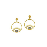 Pendientes "Mirada Mística" Ojo Turco con Baño de Oro | Labradorita, Protección Áurica y Magia Esotergia