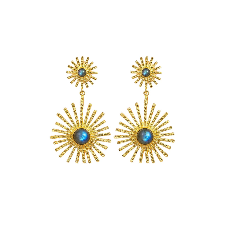 Pendientes "Sol de la Serenidad" con Baño de Oro | Calcedonia, Luz y Paz Interior Esotergia