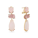 Pendientes Lágrima Mineral Cuarzo Rosa y Fresa (55 mm) | Amor Incondicional y Armonía Esotergia