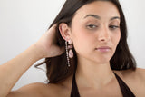 Pendientes Lágrima Mineral Cuarzo Rosa y Fresa (55 mm) | Amor Incondicional y Armonía Esotergia