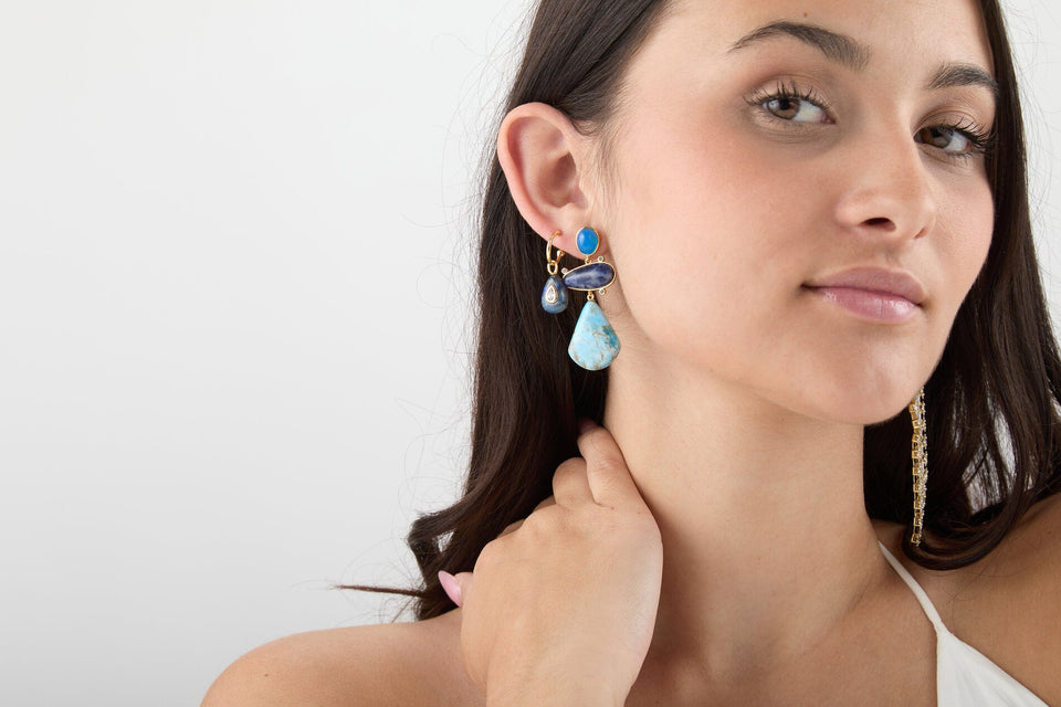 Pendientes "Océano de Claridad" con Baño de Oro | Apatita Azul, Verdad y Expresión Esotergia
