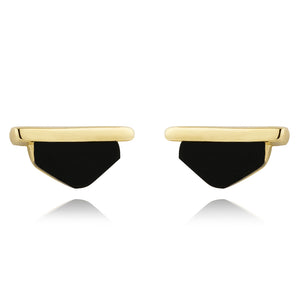 Pendientes Ónix Negro en Plata 925 y Baño de Oro 18k – Joya Elegante