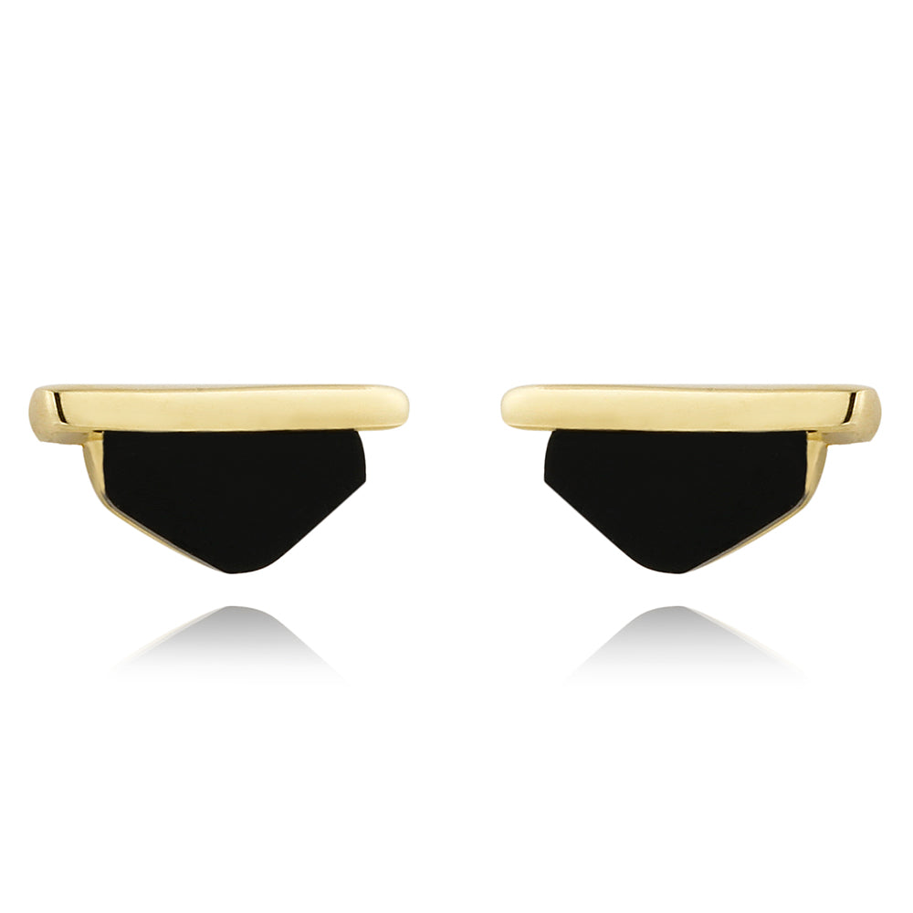 Pendientes Ónix Negro en Plata 925 y Baño de Oro 18k – Joya Elegante
