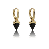 Pendientes Diamante Ónix Negro Bañados en Oro 18k - Elegancia, Fuerza y Protección Esotergia