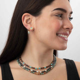 Pendientes "Prisma Místico" - Labradorita y Plata Baño Oro 18k Esotergia