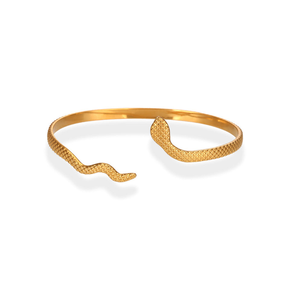 Brazalete Esclava Serpiente "Renacer Dorado" - Acero Inoxidable 316L y Textura Escamada Esotergia