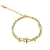 Pulsera "Esperanza Serena" de Amazonita y Cruz en Acero Dorado – Calma y Comunicación Esotergia