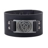 Brazalete de Cuero Negro Nudo Triquetra Celta | Fuerza, Unidad y Conexión Esotergia