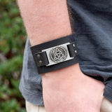 Brazalete de Cuero Negro Nudo Triquetra Celta | Fuerza, Unidad y Conexión Esotergia
